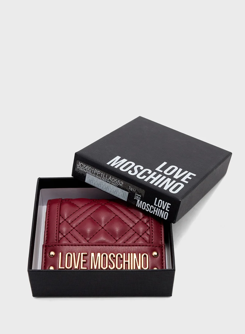 لوف موسكينو Logo Detailed Flap Over Wallet
