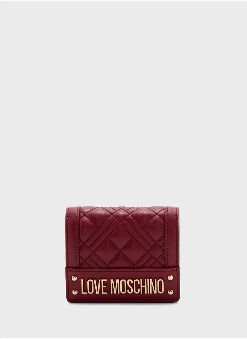 لوف موسكينو Logo Detailed Flap Over Wallet