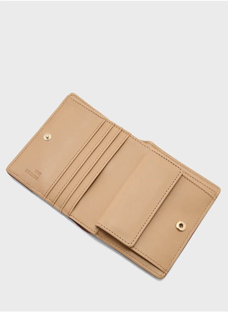 لوف موسكينو Logo Detailed Flap Over Wallet