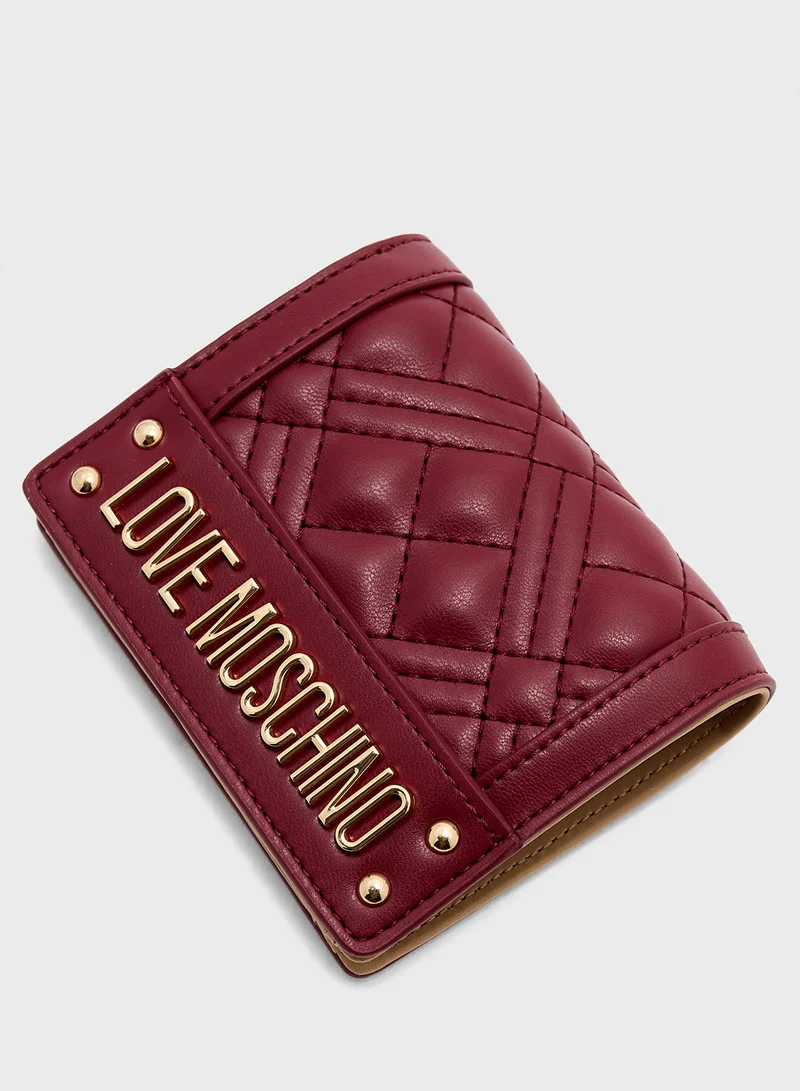لوف موسكينو Logo Detailed Flap Over Wallet