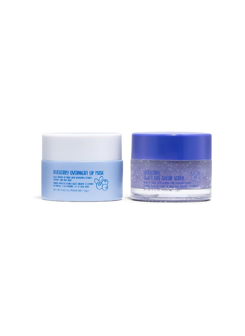 W7 W7 Sweet Dreams Lip Scrub  Overnight Lip Mask Duo  2 Piece Gift Set  Blueberry Flavour  Exfoliate Condition Soothe  Hydrate 