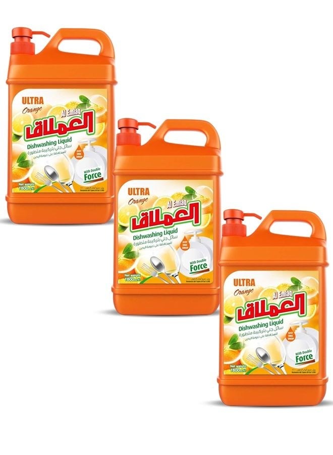 سائل غسيل الأطباق من الإملاك برائحة البرتقال الفائق - عبوة من 3 قطع × 1800 مل