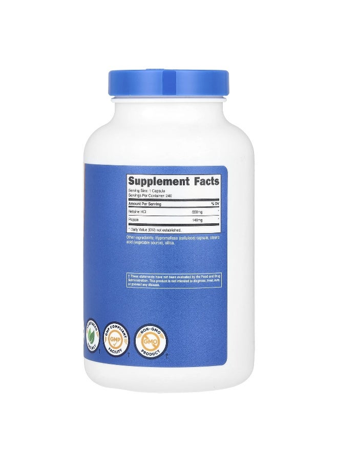 Nutricost نوتريكوست، بيتاين HCl + بيبسين، 240 كبسولة - Image 2