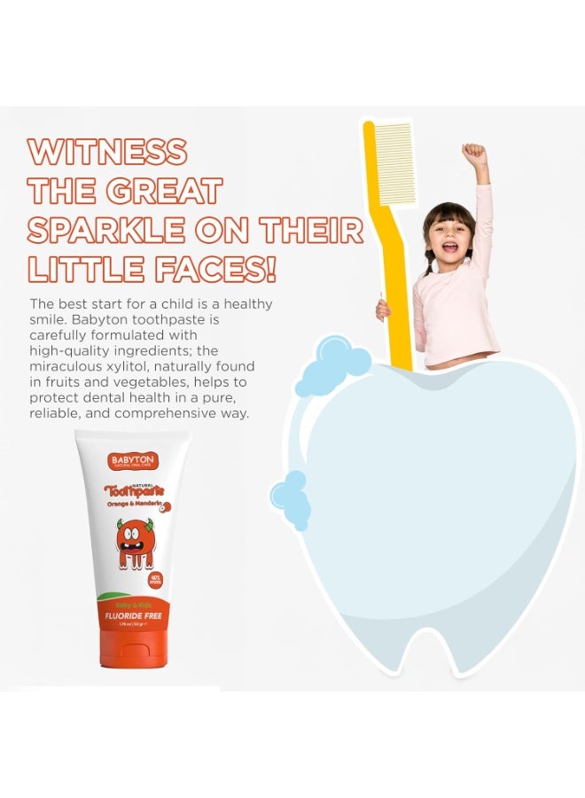 Babyton Natural Toothpaste - Tropical Flavor, Safe for Babies and Kids, Free from SLS/Fluoride/Parabens, 50ml (Orange & Mandarin) - Image 4