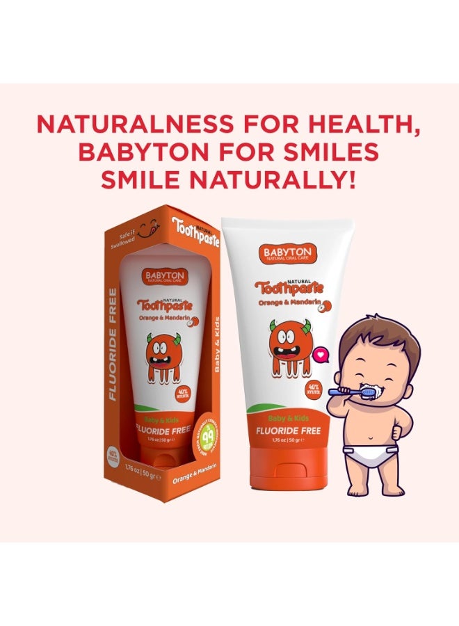 Babyton Natural Toothpaste - Tropical Flavor, Safe for Babies and Kids, Free from SLS/Fluoride/Parabens, 50ml (Orange & Mandarin) - Image 5