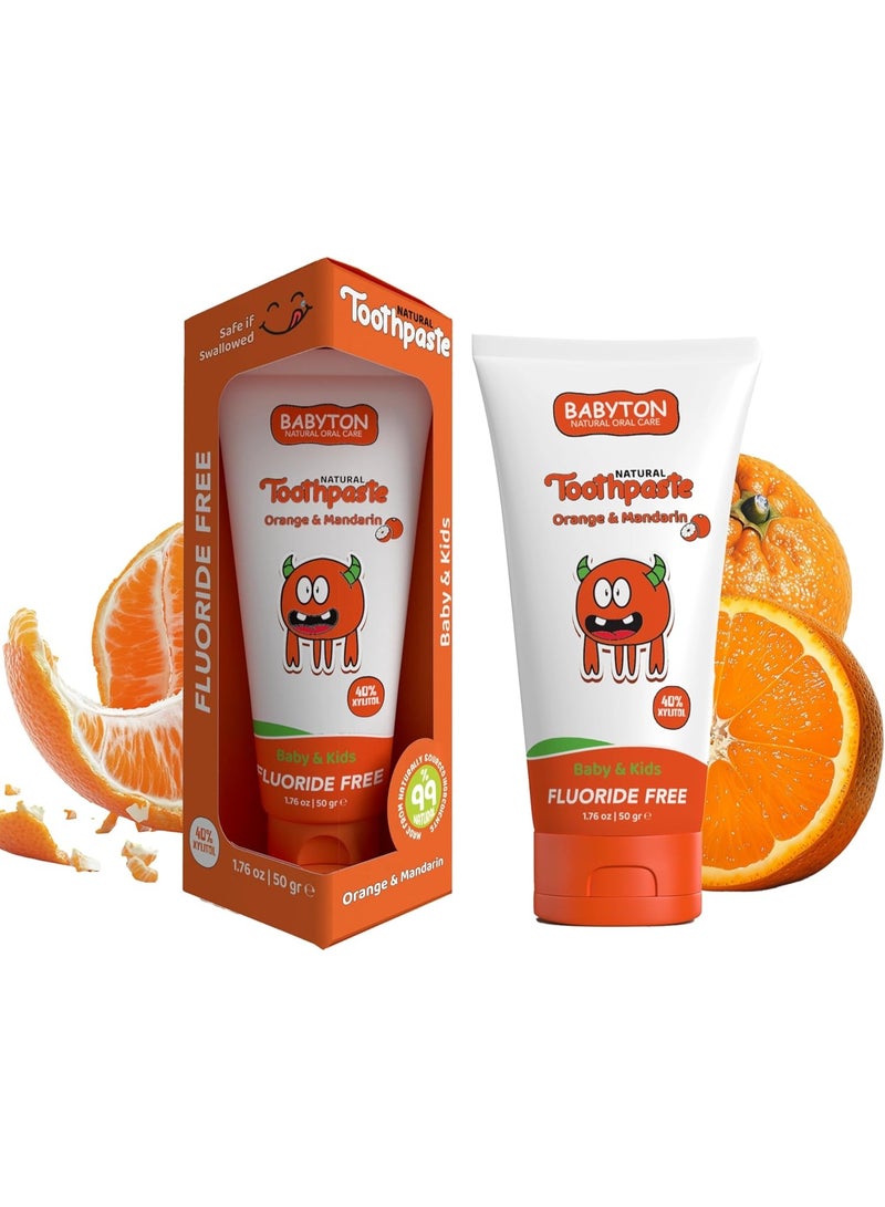Babyton Natural Toothpaste - Tropical Flavor, Safe for Babies and Kids, Free from SLS/Fluoride/Parabens, 50ml (Orange & Mandarin) - Image 2