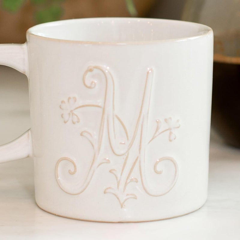 Fringe Studio Artisan Stoneware Mug WHITE FLORAL M 375 DIA X 35 H 13 FLOZ Prairie Collection 335015 - Image 4