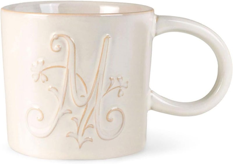 Fringe Studio Artisan Stoneware Mug WHITE FLORAL M 375 DIA X 35 H 13 FLOZ Prairie Collection 335015 - Image 2