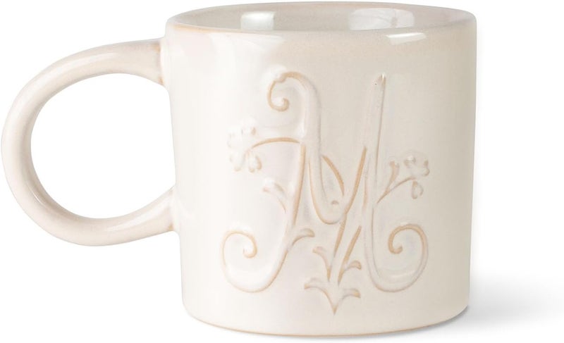 Fringe Studio Artisan Stoneware Mug WHITE FLORAL M 375 DIA X 35 H 13 FLOZ Prairie Collection 335015 - Image 1