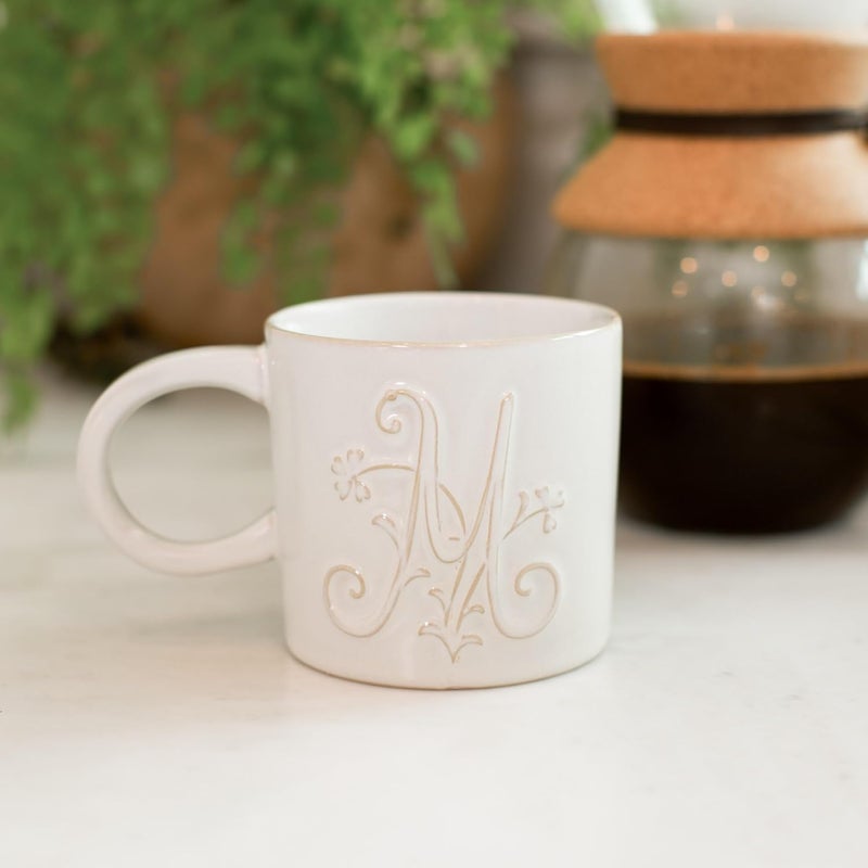 Fringe Studio Artisan Stoneware Mug WHITE FLORAL M 375 DIA X 35 H 13 FLOZ Prairie Collection 335015 - Image 5