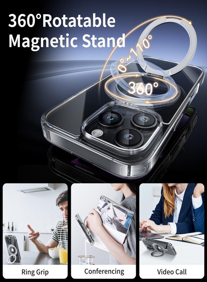 NIMASO for iPhone 16 Pro Max Case with 360° Spin Magnetic Stand, Compatible with MagSafe, Shockproof Military-Grade Protection Cover, Anti-Yellowing Phone Case for iPhone 16 Pro Max (6.9 inch), Clear - Image 3