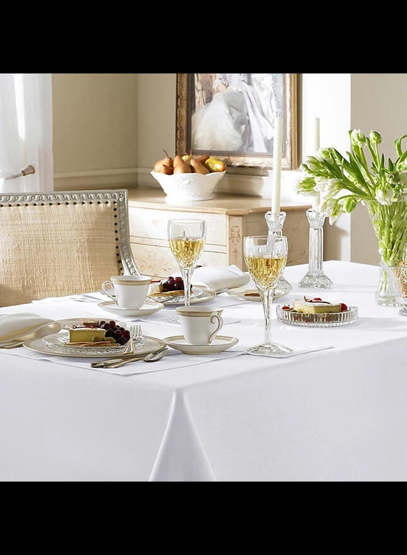 AVACraft White Table Cloth for  Rectangle Table, 60 x 126 Inch Tablecloths for 72 Inch Rectangle Tables. Stain and Winkle Resistant Polyester Fabric, Washable White Table Cloths for Parties Wedding Dining  - Image 3