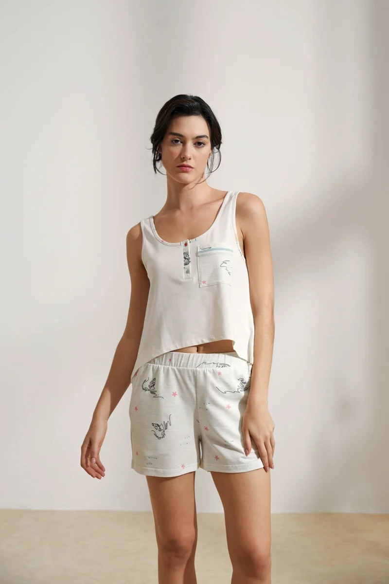 Hays Women's Cotton Placket Thick Strappy Tank Top Pajama Top