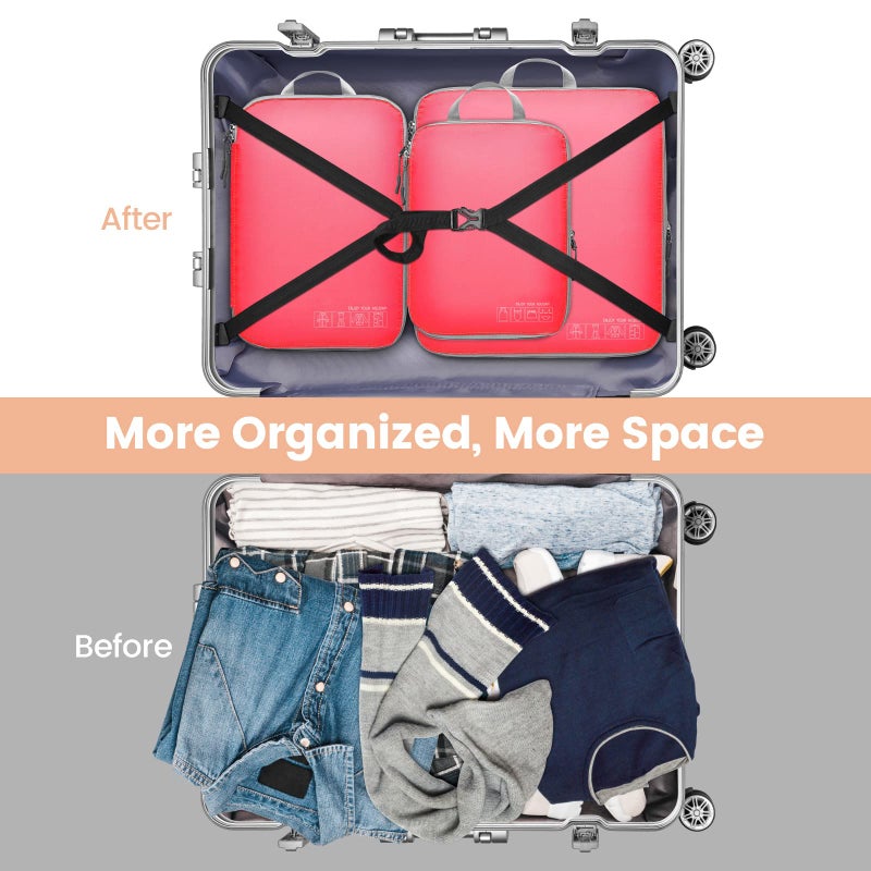 Cambond Compression Packing Cubes for Travel, 4 Pack Travel Bags Luggage Organizers Travel Essentials Compression Cubes for Carry on Suitcases, Watermelon Pink - Image 4
