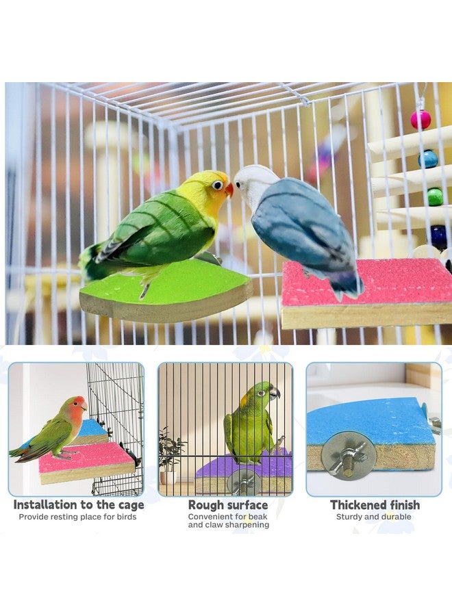 kathson Bird Perch Platform, Parrot Sanded Stand Wooden Corner Shelf Fan Shaped Cage Playground for Parrots Conures Budgies Parakeets Cockatiels Lovebirds - Image 2