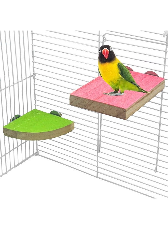 kathson Bird Perch Platform, Parrot Sanded Stand Wooden Corner Shelf Fan Shaped Cage Playground for Parrots Conures Budgies Parakeets Cockatiels Lovebirds - Image 1