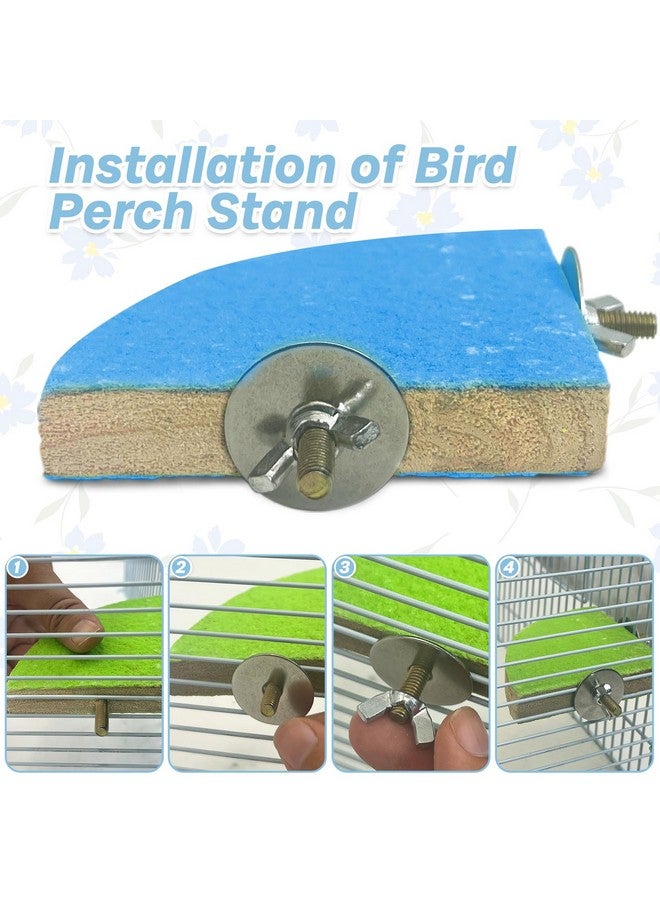 kathson Bird Perch Platform, Parrot Sanded Stand Wooden Corner Shelf Fan Shaped Cage Playground for Parrots Conures Budgies Parakeets Cockatiels Lovebirds - Image 4