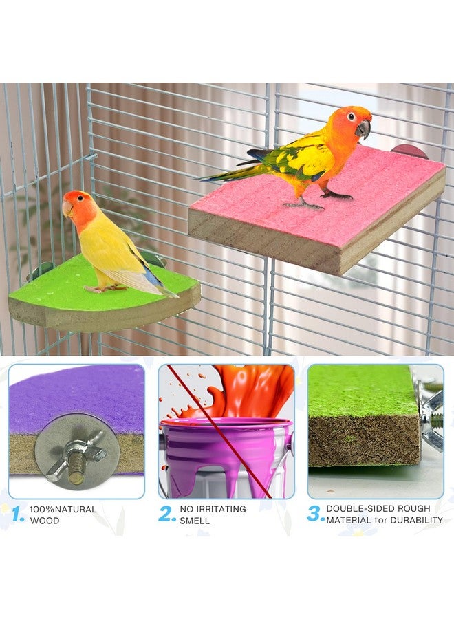 kathson Bird Perch Platform, Parrot Sanded Stand Wooden Corner Shelf Fan Shaped Cage Playground for Parrots Conures Budgies Parakeets Cockatiels Lovebirds - Image 5