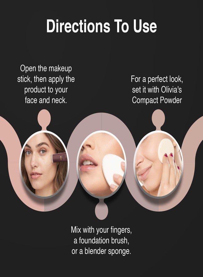 Olivia Instant Waterproof Makeup Stick with SPF 12-10 Burnish Amber | 3-in-1 Foundation, Concealer & Moisturizer | Sweatproof, Long-Lasting Base Makeup | Evens Skin Tone & Hides Blemishes - Image 4