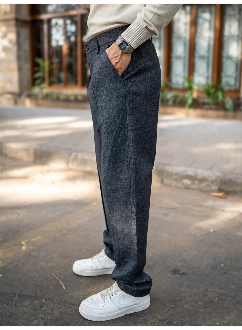 Maniac  Maniac Solid Black Woven Fabric Korean Fit Trouser for Men | Best Price UAE