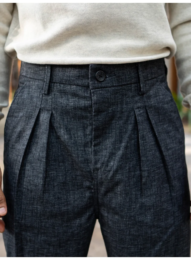 مانياك بنطلون رجالي مانياك أسود سادة بقصة كورية من القماش المنسوج