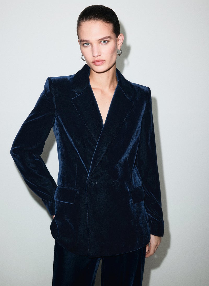 MANGO Double-breasted velvet jacket - Image 1