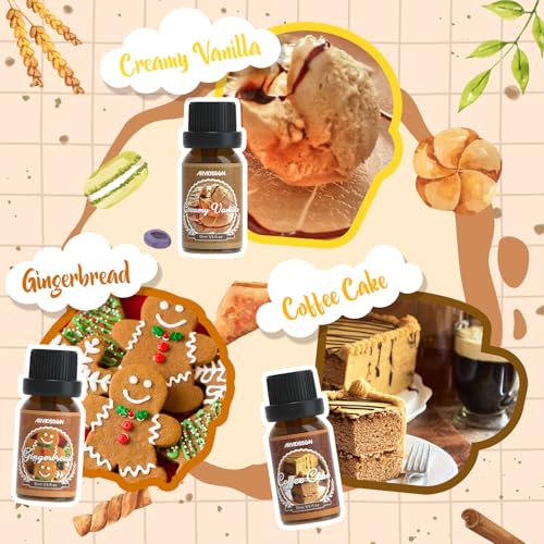 ARVIDSSON Bakery Fragrance Oils Set, ARVIDSSON Bakery Dessert Essential Oils for Candle Making, Pumpkin Pie, Snickerdoodle, Gingerbread, Creamy Vanilla and More, Cozy Fall Essential Oils for Diffuser - Image 4
