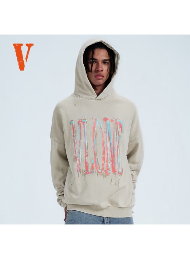 Vlone Staple Hoodie 25 Ink Splatter Large Logo Print Washed Hoodie Vlhd25010 Pink XL - Image 1