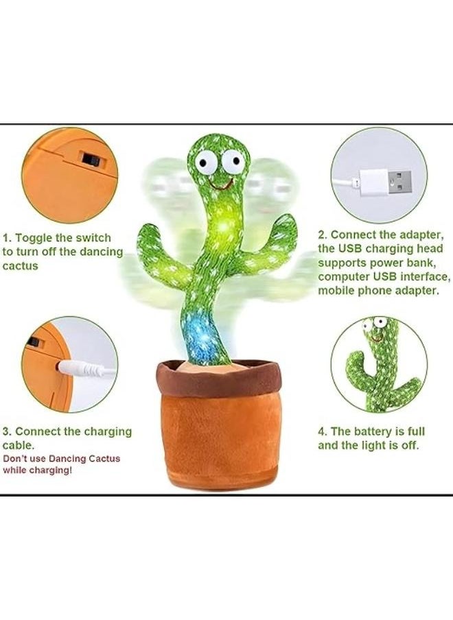Executive LLC Dancing Cactus Talking Toy, Cactus Plush Toy, Wriggle & Singing Recording Repeat What You Say Funny Education Toys for Babies Children Playing, Home Decorate  - Image 3