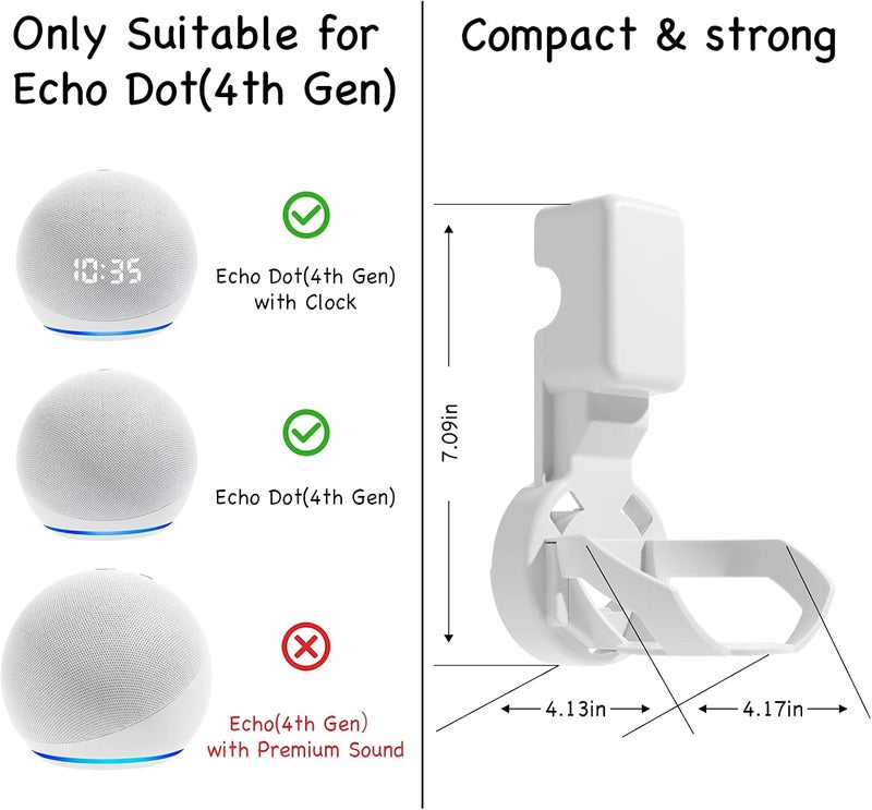 ZUOLACO Outlet Wall Mount Hanger Holder for Dot 4th-Generation, Space-Saving Accessories Built-in Cable Management Hide Messy Wires, White - Image 2
