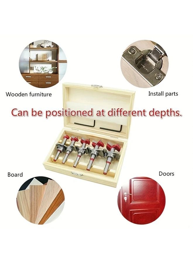 5 قطع من أسنان فورستنر كربيد مجموعة أ 15-35 ملم معدات حفر مفصلات النجارة - Image 5