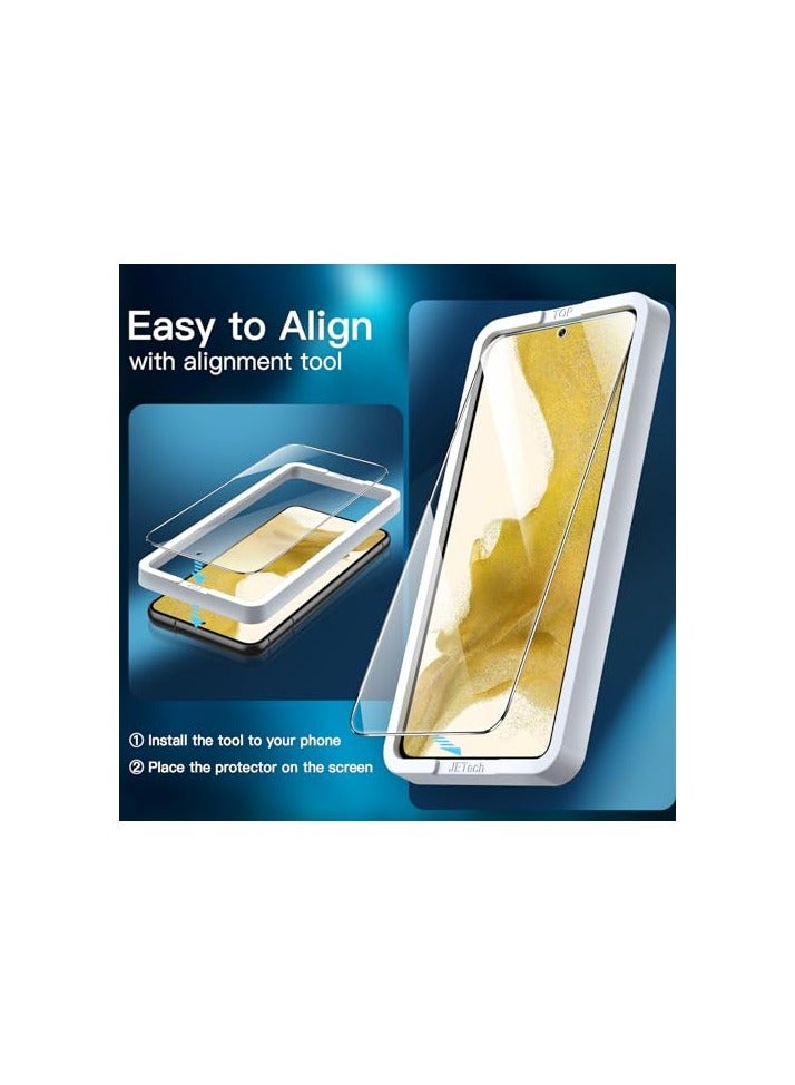 JETech Screen Protector for Samsung Galaxy S22 5G 6.1-Inch, Tempered Glass Film with Easy Installation Tool, Fingerprint ID Compatible, HD Clear, 3-Pack - Image 4