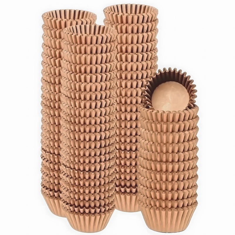 qiqee 600 Count Mini Cupcake Liners Natural Muffin Liners Food Grade Brown Baking Cups Paper No SmellsSmall Size