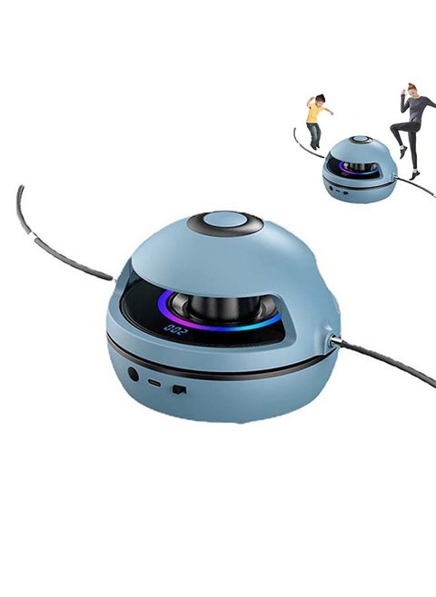 Electronic Fitness Jump Rope Portable Motorized Rope Skipping Hopper Game No-Rope Design, Having Fun Exercising with Smart Jump Rope Machine Equipped with 10 Speeds & Jump Counter(Blue)