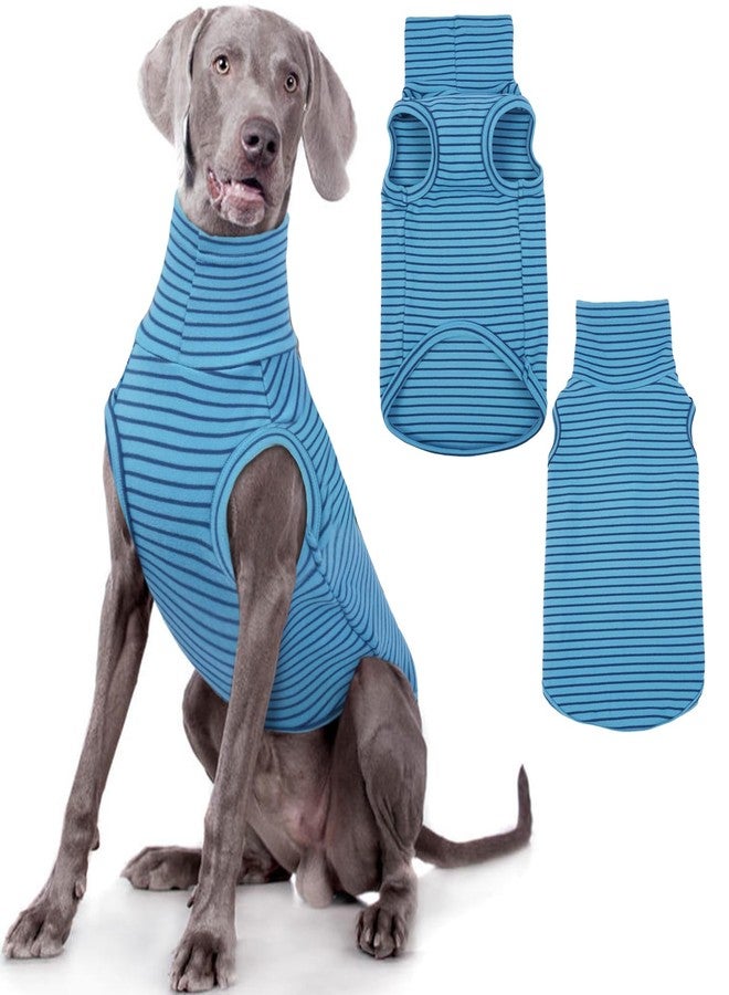 ROZKITCH Dog Turtleneck Sweater, Ultra-Soft Stretch Fleece Vest for Medium & Large Dogs, Cold Weather Apparel for Outdoor Adventures BlueStripe 2XL - Image 1