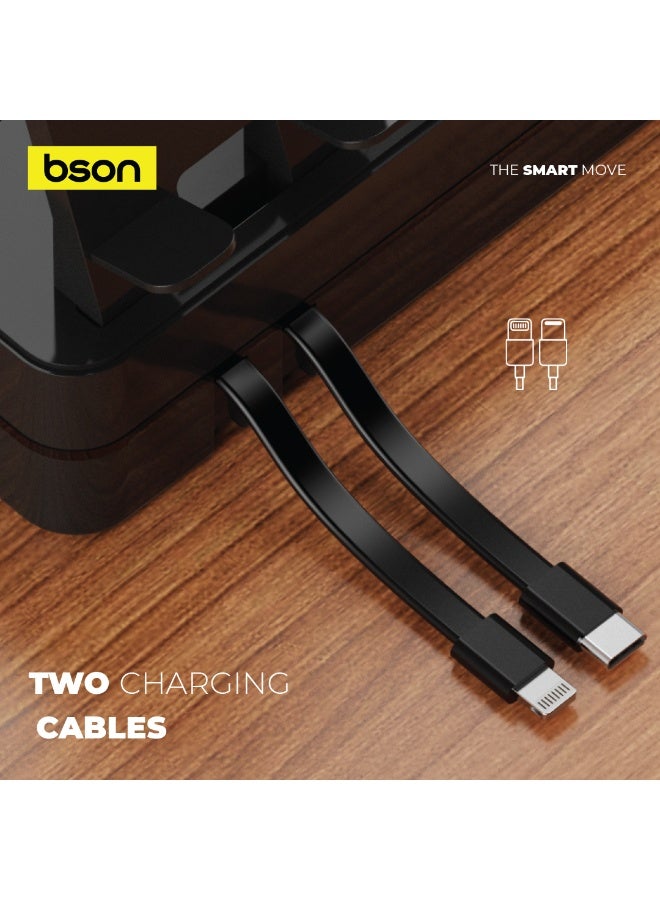 BSON 8 Port Multi Power Socket Extension, Built-in USB Cables, Detachable Mobile Stand, Desk and Bedside Organizer, Smart USB Hub for Phones and Devices, Ideal for Home Office & Travel - Image 3