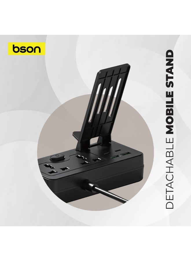 BSON 8 Port Multi Power Socket Extension, Built-in USB Cables, Detachable Mobile Stand, Desk and Bedside Organizer, Smart USB Hub for Phones and Devices, Ideal for Home Office & Travel - Image 5