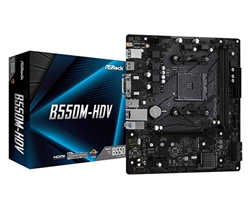 ASRock B550M-HDV Socket AM4 Micro-ATX Motherboard, Supports AMD Ryzen 5000/4000/3000 Series Processors, DDR4 4733+(OC), PCIe 4.0, Gigabit LAN - Image 1