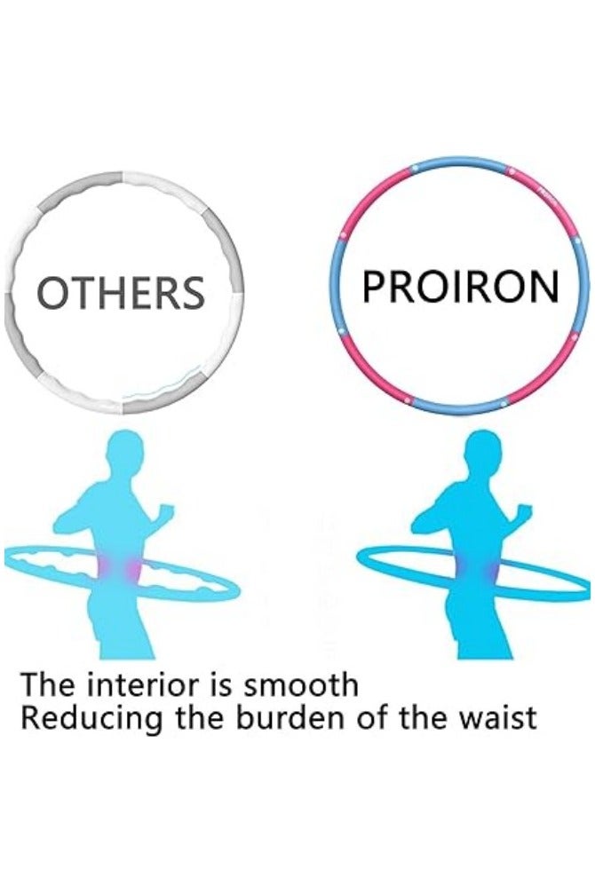 PROIRON Weighted Hula Hoop 1.2kg/1.8kg, Fitness Hula Hoops for Adults, Foam Padded Exercise Hula Hoop Detachable 73-98cm - Image 3