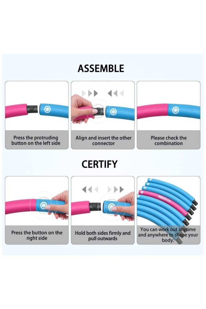 PROIRON Weighted Hula Hoop 1.2kg/1.8kg, Fitness Hula Hoops for Adults, Foam Padded Exercise Hula Hoop Detachable 73-98cm - Image 5
