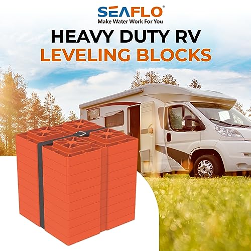 SEAFLO Heavy Duty RV Leveling Blocks Compatible with Single Wheels, Double Wheels, Hydraulic Jacks, Tongue Jacks and More Orange 5 Pack - Image 2