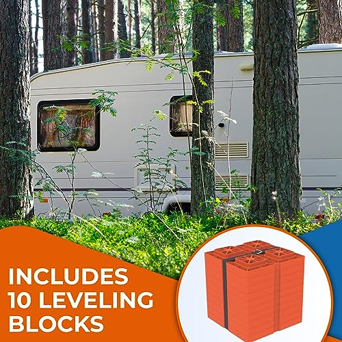 SEAFLO Heavy Duty RV Leveling Blocks Compatible with Single Wheels, Double Wheels, Hydraulic Jacks, Tongue Jacks and More Orange 5 Pack - Image 5