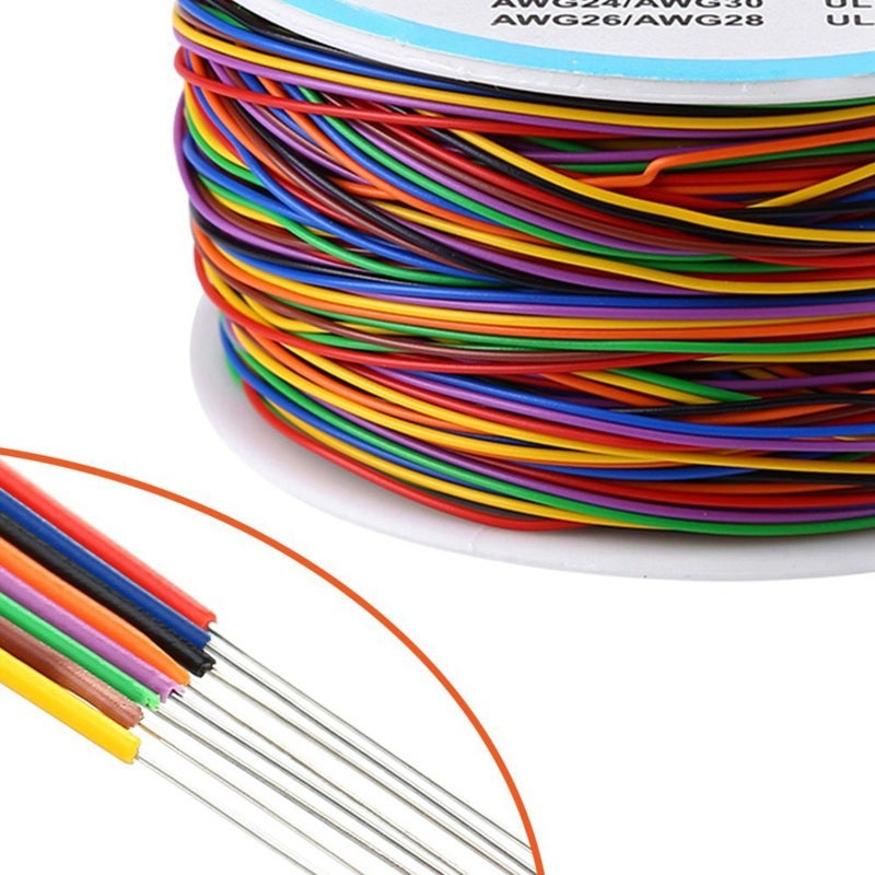 Test Cable 0.55mm OD Multicolor Flexible Copper Wire - Tin Plated Insulation Wrap Breadboard Jumper for Electronic Test PCB Soldering Plastic Spool - Image 5
