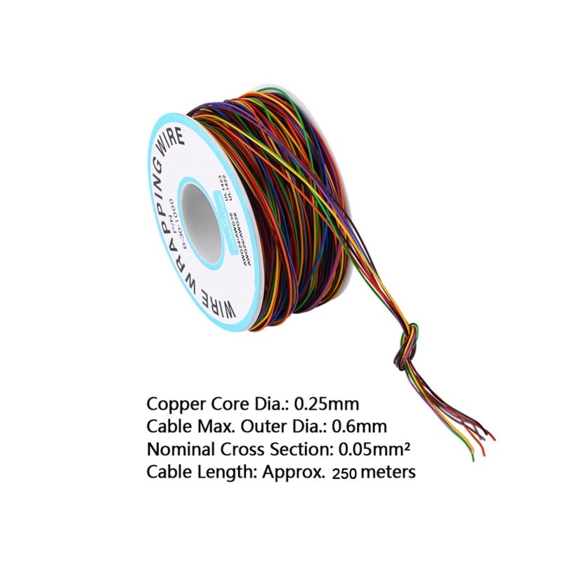 Test Cable 0.55mm OD Multicolor Flexible Copper Wire - Tin Plated Insulation Wrap Breadboard Jumper for Electronic Test PCB Soldering Plastic Spool - Image 4