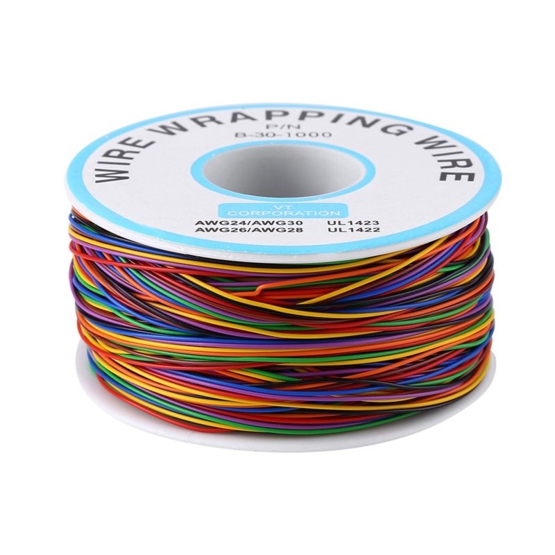 Test Cable 0.55mm OD Multicolor Flexible Copper Wire - Tin Plated Insulation Wrap Breadboard Jumper for Electronic Test PCB Soldering Plastic Spool - Image 1