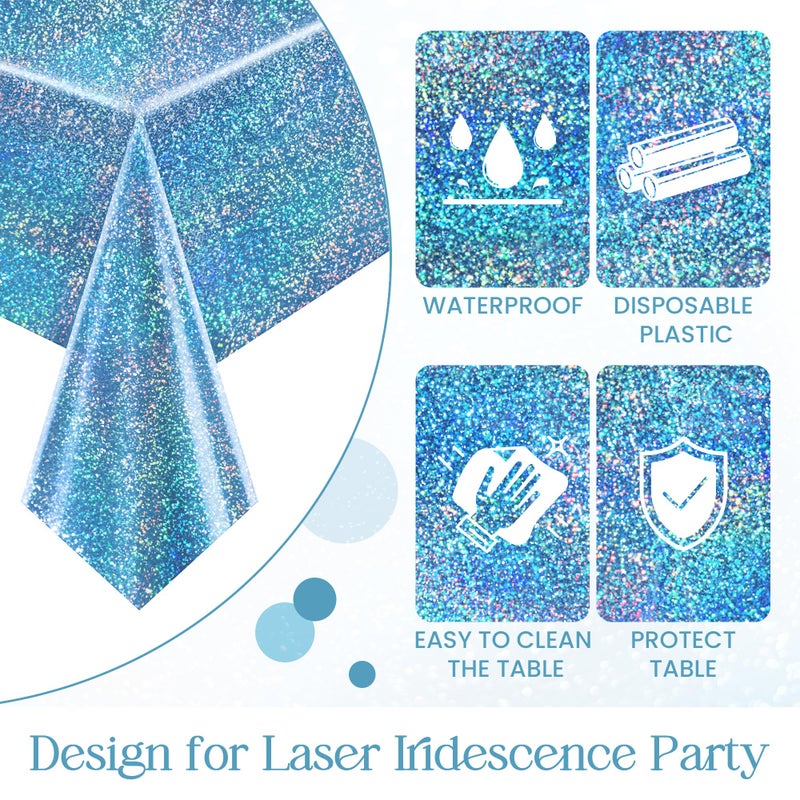 Just Shimmer 4 Pcs Pink&Blue Holographic Laser Tablecloths Iridescence Shiny Table Covers 40" x 108" Foil Rectangle Table cloths for Baby Shower Undersea Ocean Birthday Party Winner Wedding Party DÃ©cor - Image 5