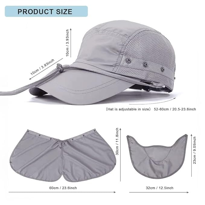Oligitdi Polyester Sun Protection Cap For Men, Beach Fishing Hat, Summer Hat For Men, Round Sun Cap For Hiking, Fishing, Gardning, Travel (Grey) - Image 2