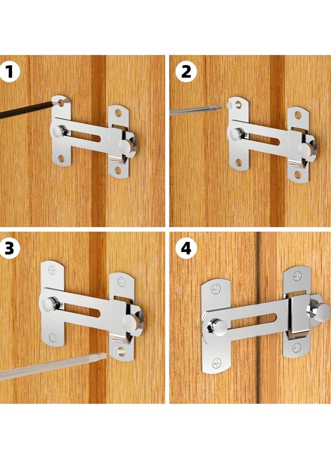 2 PCS Safe barn Door Locks and latches for Barn Door, Pet Door, Bathroom, Outdoor, Garage, Window, Sliding Door（Silver） - Image 4