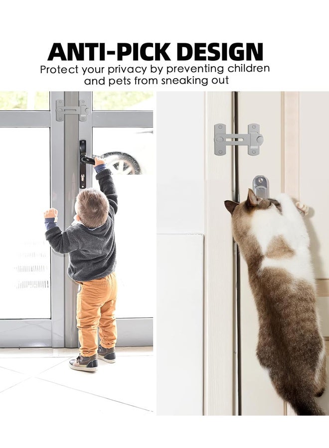 2 PCS Safe barn Door Locks and latches for Barn Door, Pet Door, Bathroom, Outdoor, Garage, Window, Sliding Door（Silver） - Image 3