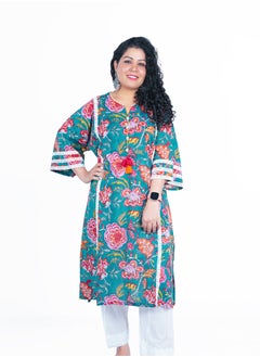 PRIYA’S PANACHE Women's Free-Size (Fits M-2XL) Loose-Fitting Cotton Hand Block Printed Kurta Set with Dupatta | Indian Ethnic Salwar Kameez Suit | Elegant Traditional Festive Wear.  - Image 5